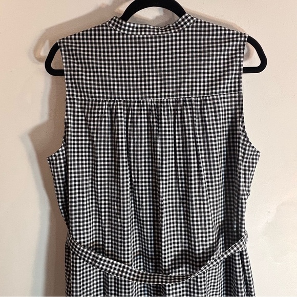 UNIQLO Sz L Black and White Gingham Sleeveless Dress Tiered Ruffles NEW WITH TAG - Picture 7 of 11